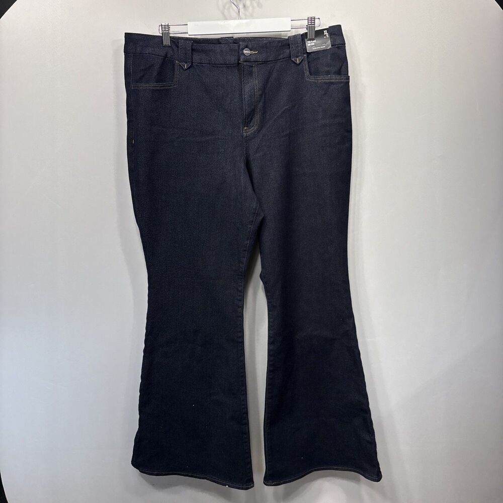Express 70s Flare Mid Jeans Women’s 18/20 XL Dark Wash Retro Stretch NEW